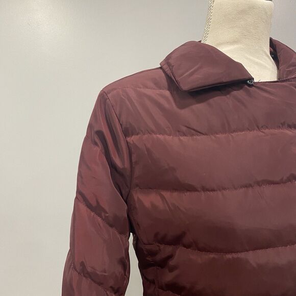 KARL LAGERFELD Paris S Puffer Jacket Down Feather Coat Maroon Designer Ski: Flaw - Picture 16 of 16